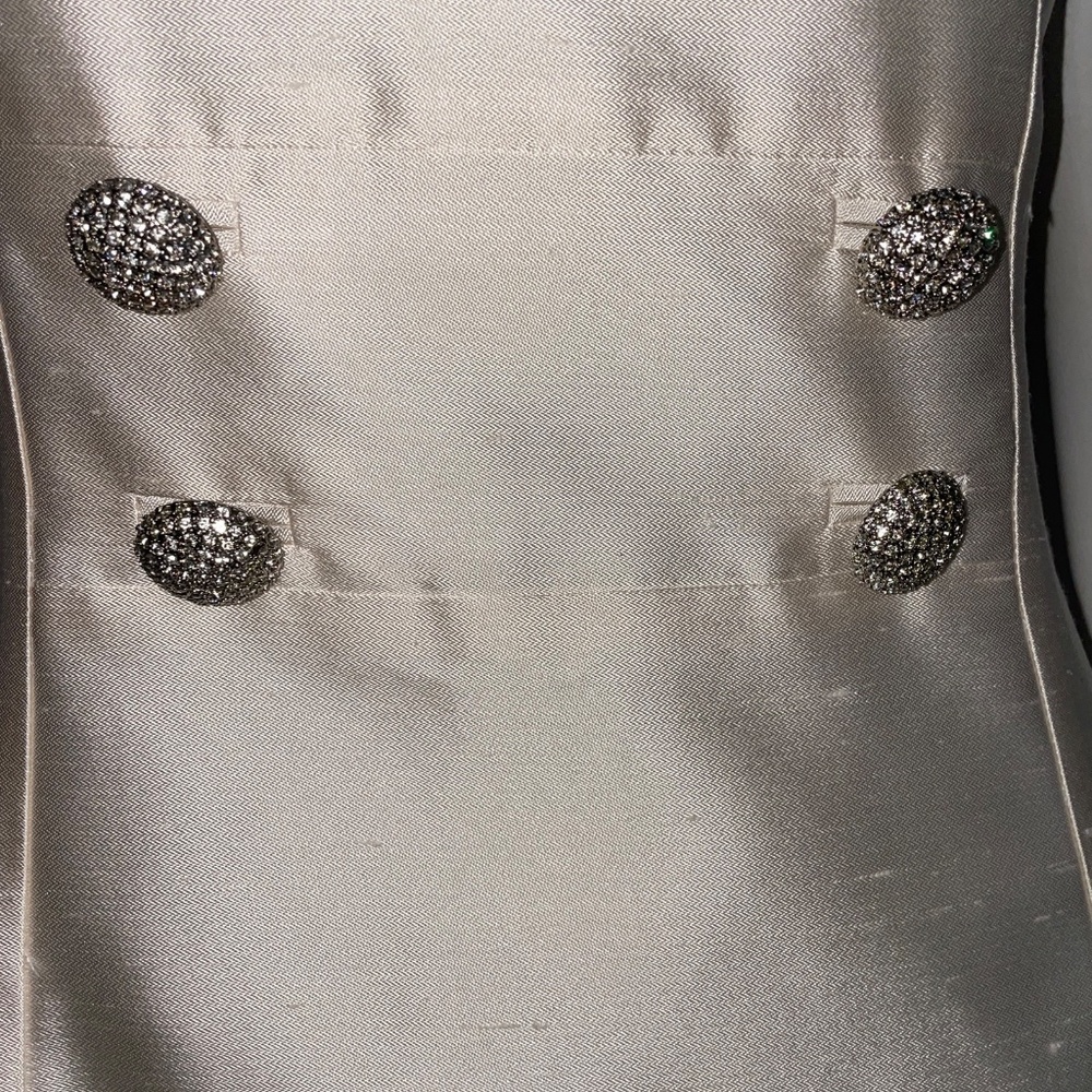 Michael Kors Silk Sleeveless Shift Ivory Dress Embellished Crew Neck Size S - Picture 4 of 8